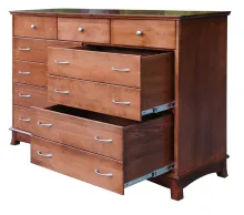 711b Crescent Tall Dresser with Blanket Drawers Open