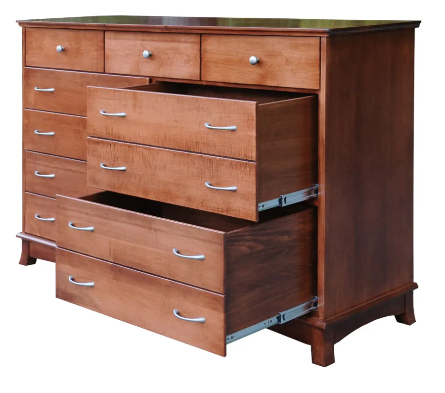 711b Crescent Tall Dresser with Blanket Drawers Open